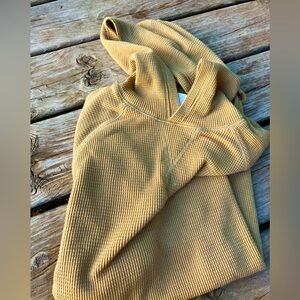 Aritzia Tna XXS Khaki Thermal Hoodie Women’s Oversized Tan Hooded Longsleeve 2XS